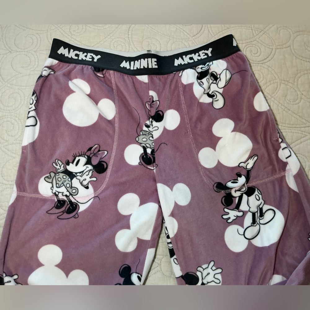 Disney Mickey & Minnie Women’s Soft Plush Velour Mauve Pajama pants Size XS - Picture 4 of 9